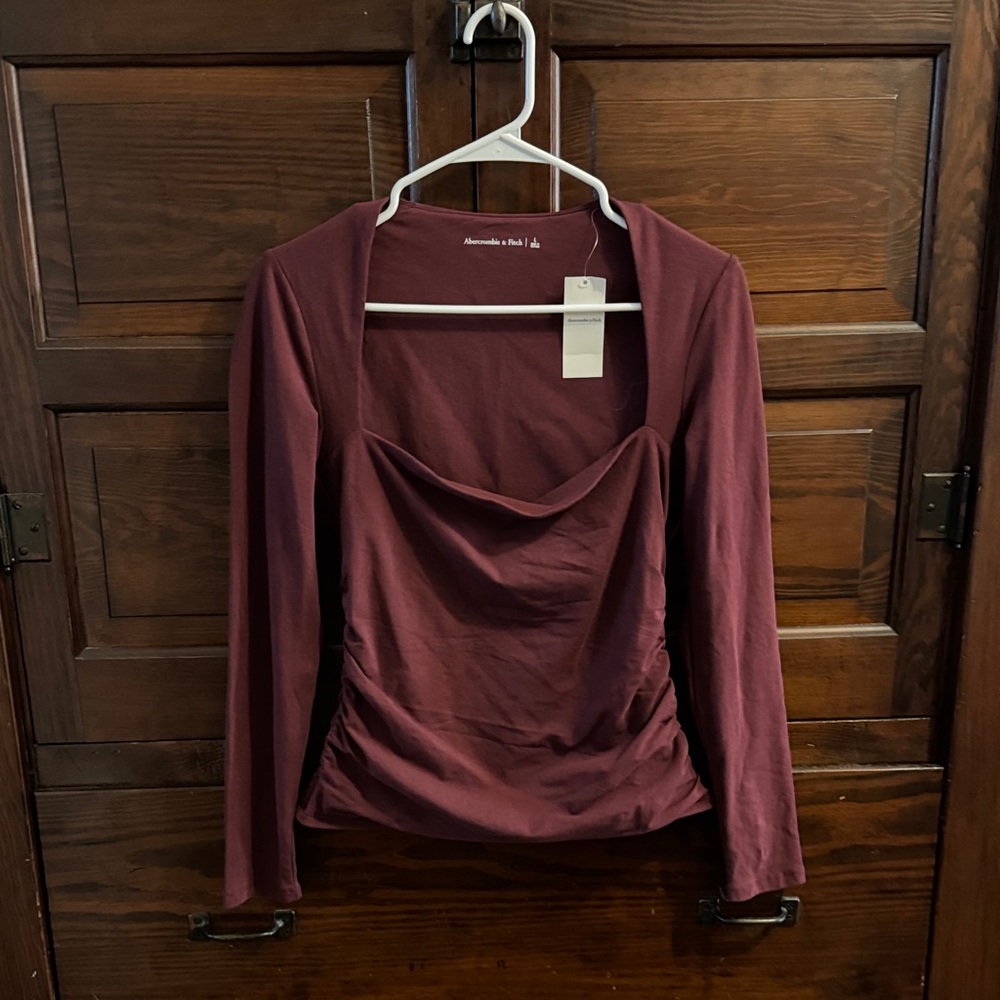Abercrombie & Fitch Maroon Long Sleeve Blouse